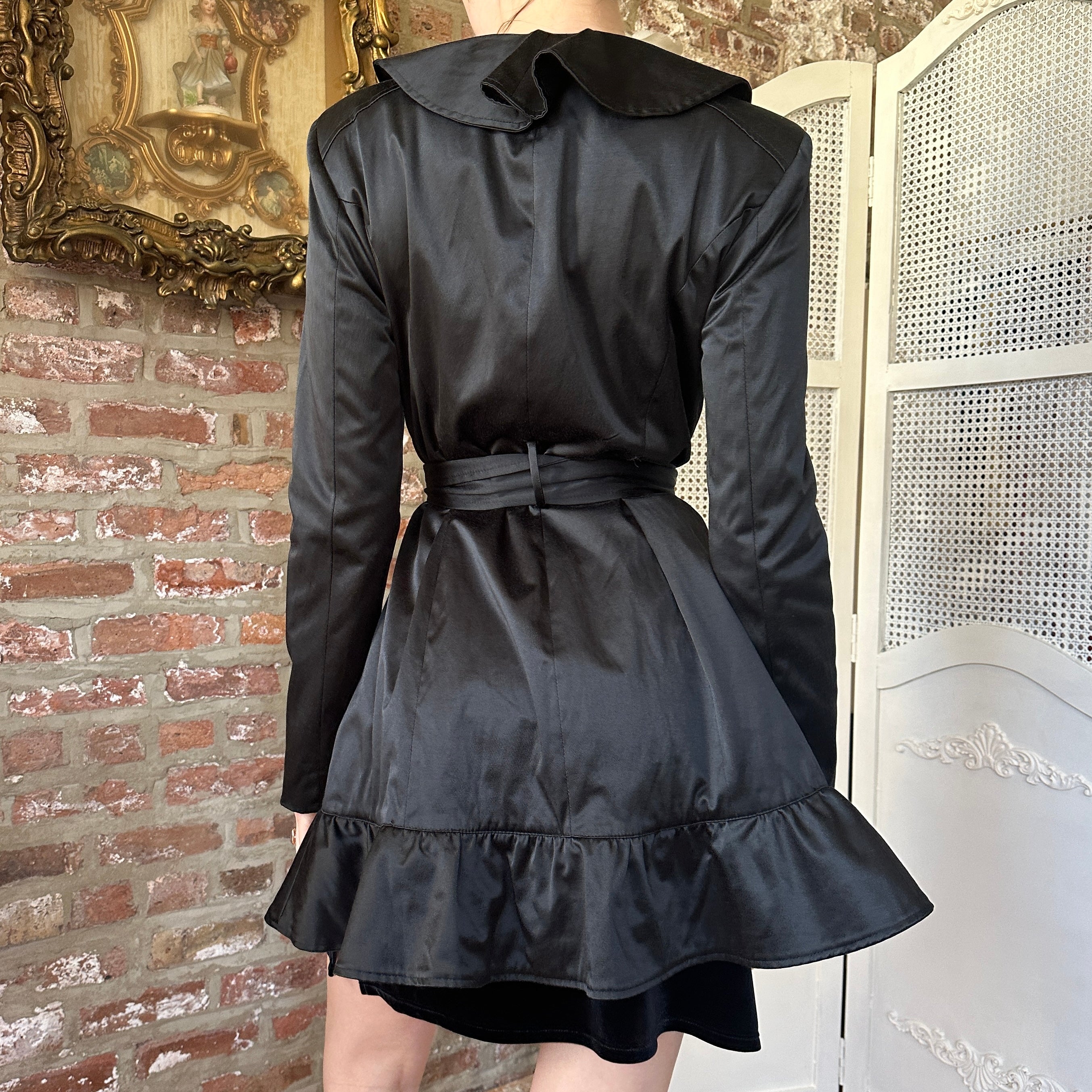 2000s Bebe Satin Ruffle Coat (S)