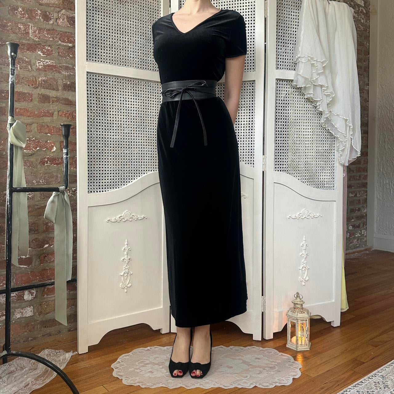 Vintage Express Velvet Maxi Dress (S/M)
