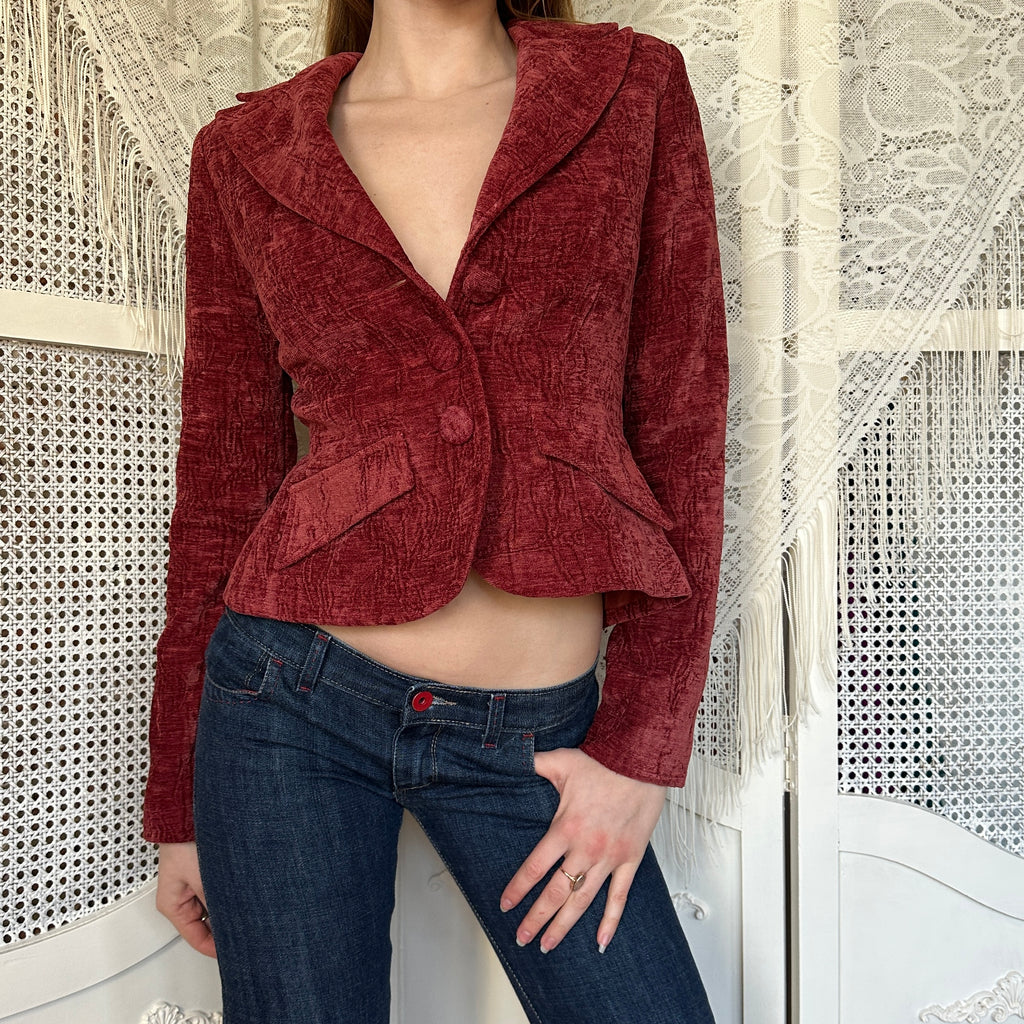 2000s Tweed Velvet Blazer (XS)