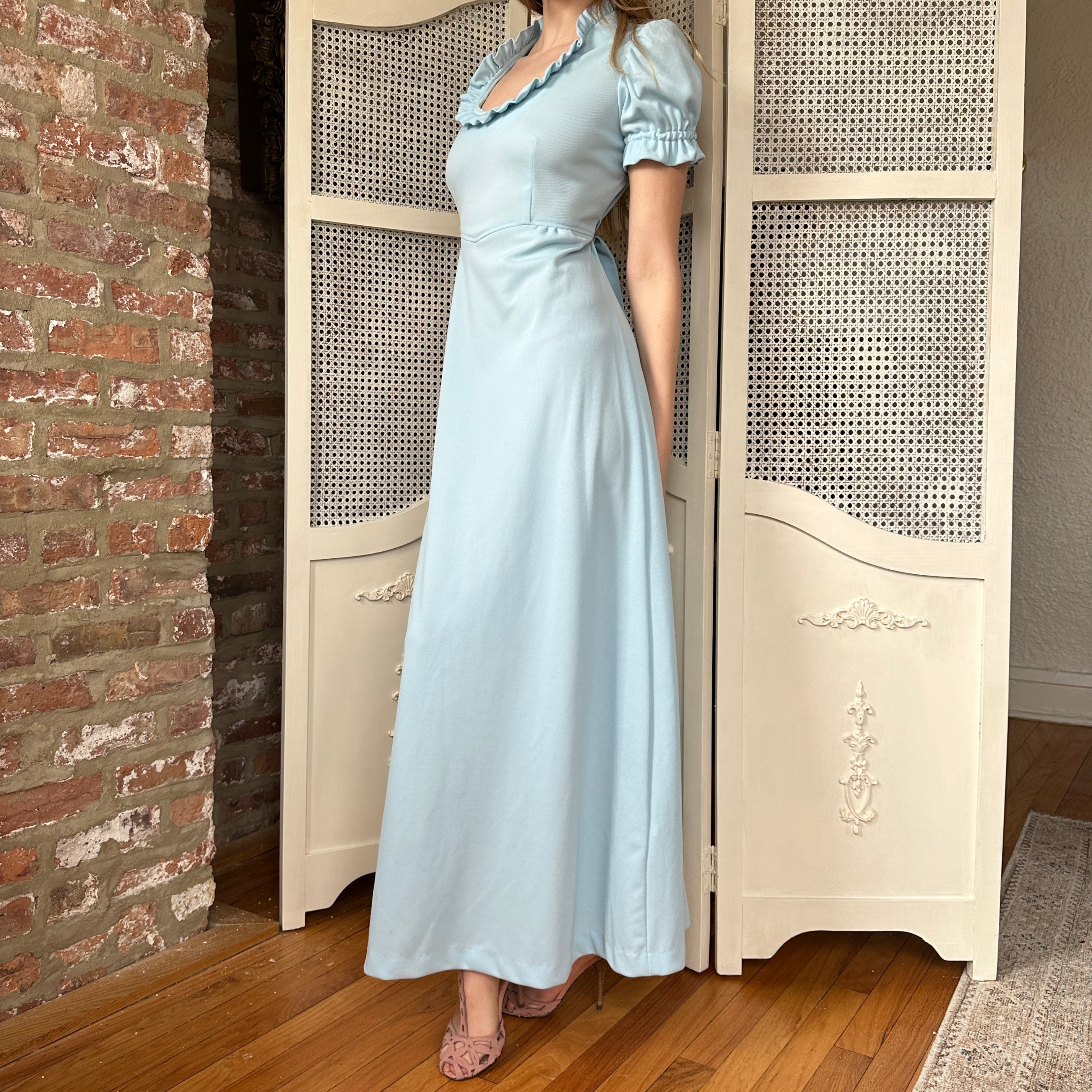 True Vintage Baby Blue Prairie Dress (S)