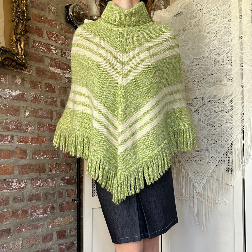Vintage Green Wool Poncho (M)