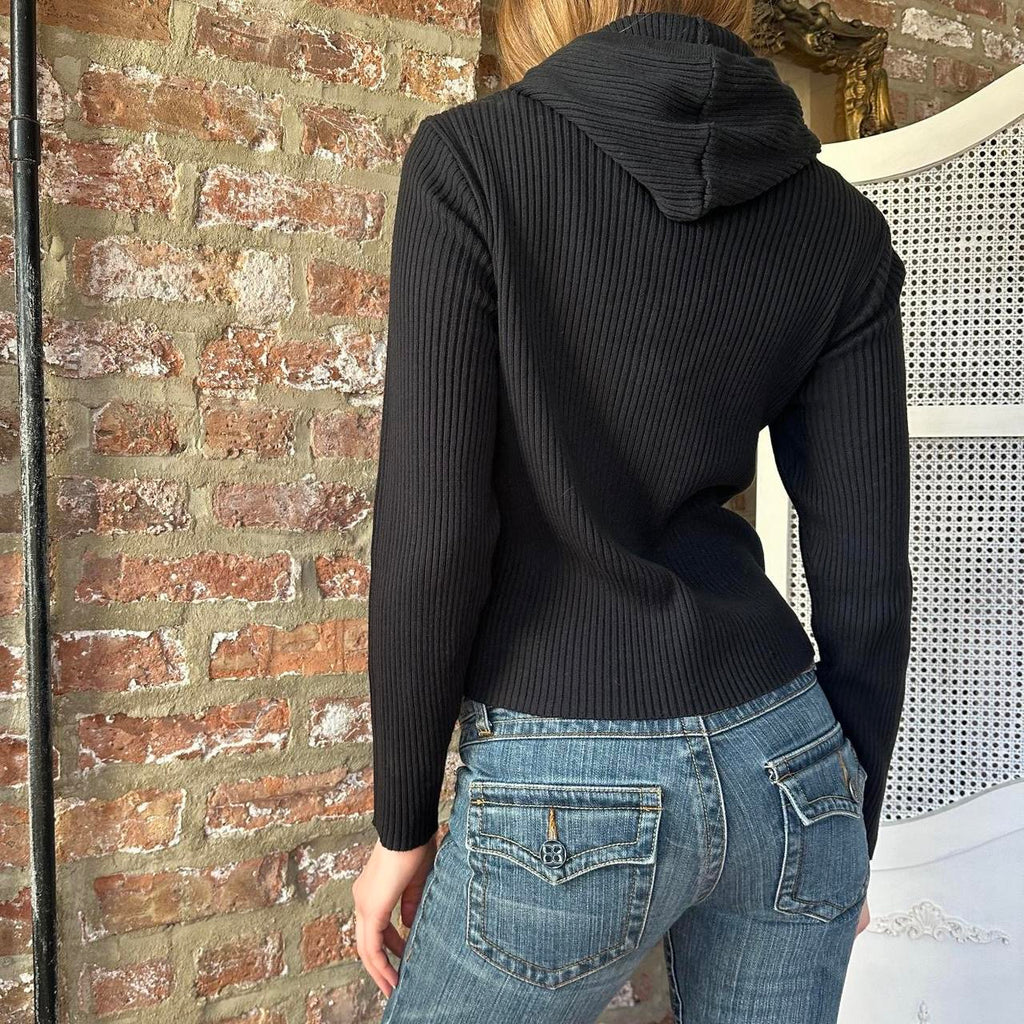 Vintage Black Leather Zip-Up Shacket (S)