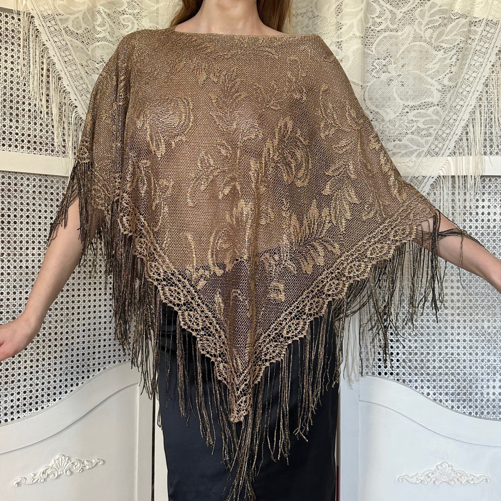 Vintage Gold Sheer Poncho (OS)