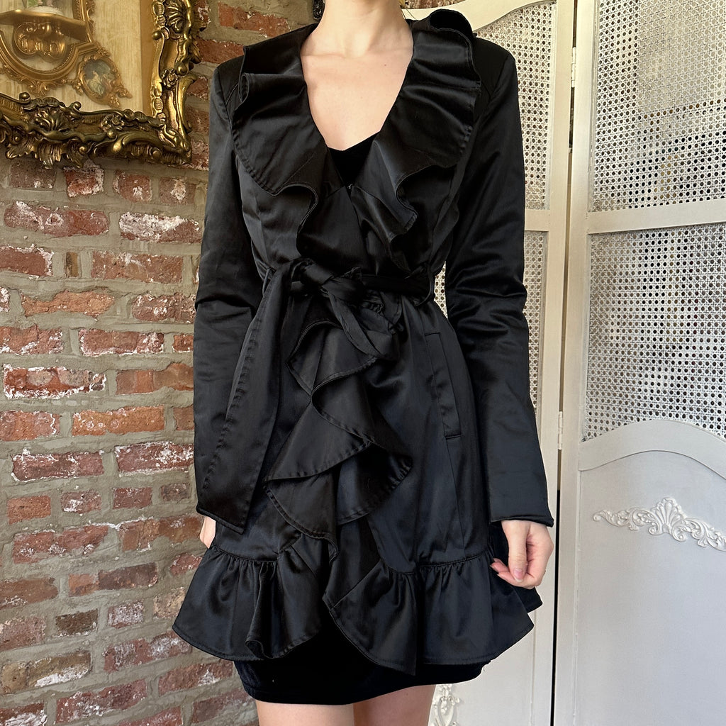 2000s Bebe Satin Ruffle Coat (S)