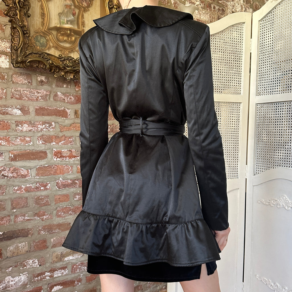 2000s Bebe Satin Ruffle Coat (S)