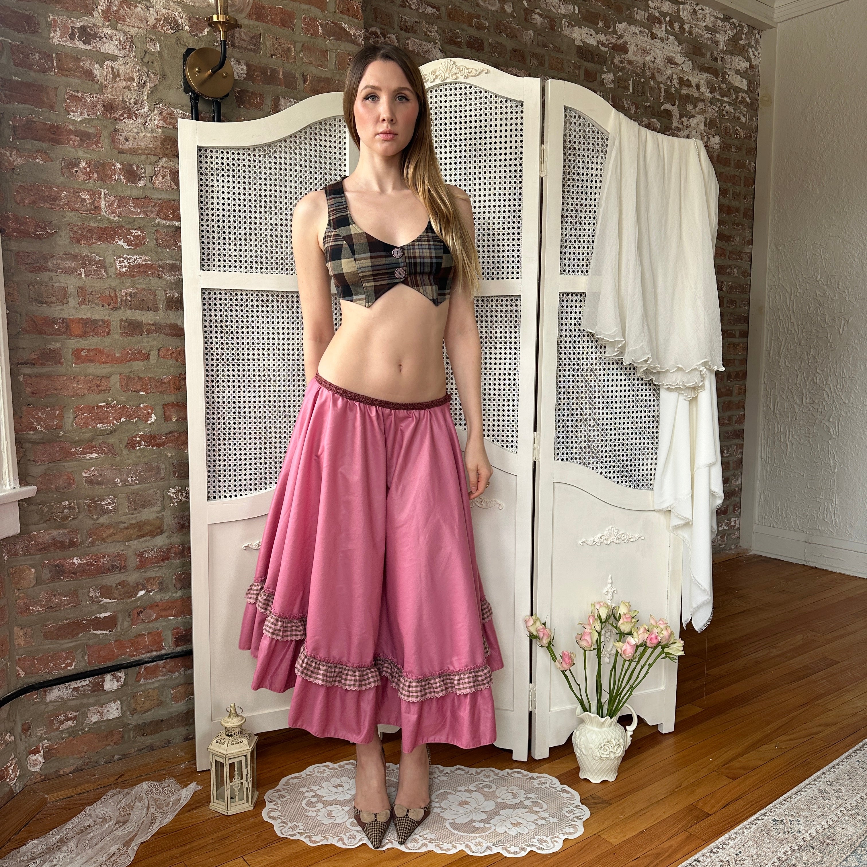 The Violet Pink Petticoat Style Midi Skirt (S)