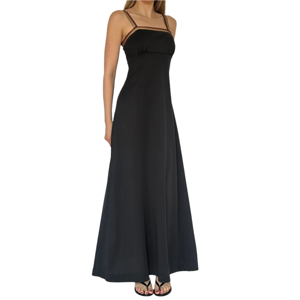 True Vintage Black Milkmaid Maxi Dress