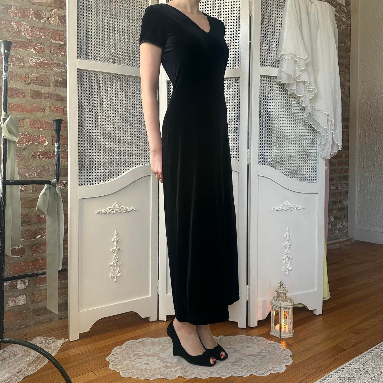 Vintage Express Velvet Maxi Dress (S/M)