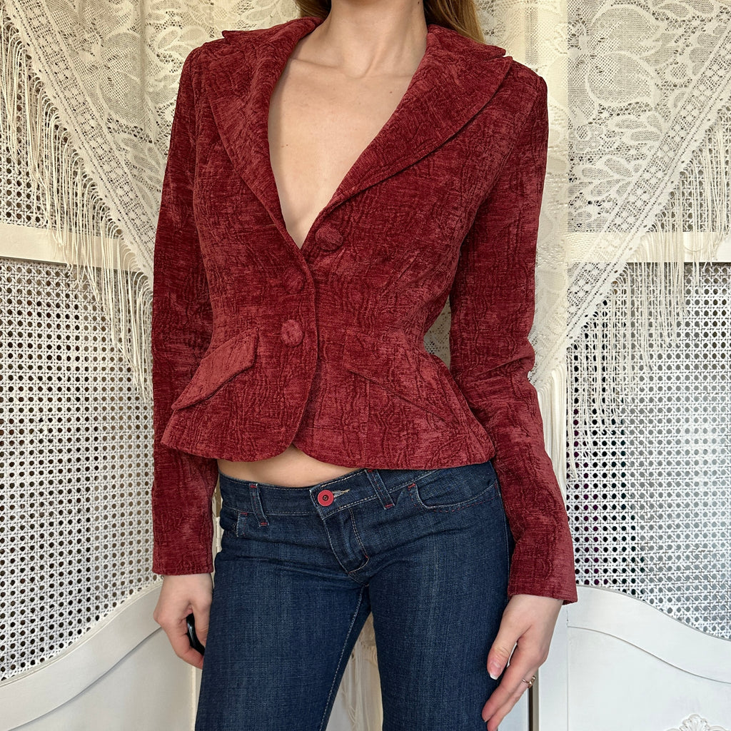 2000s Tweed Velvet Blazer (XS)