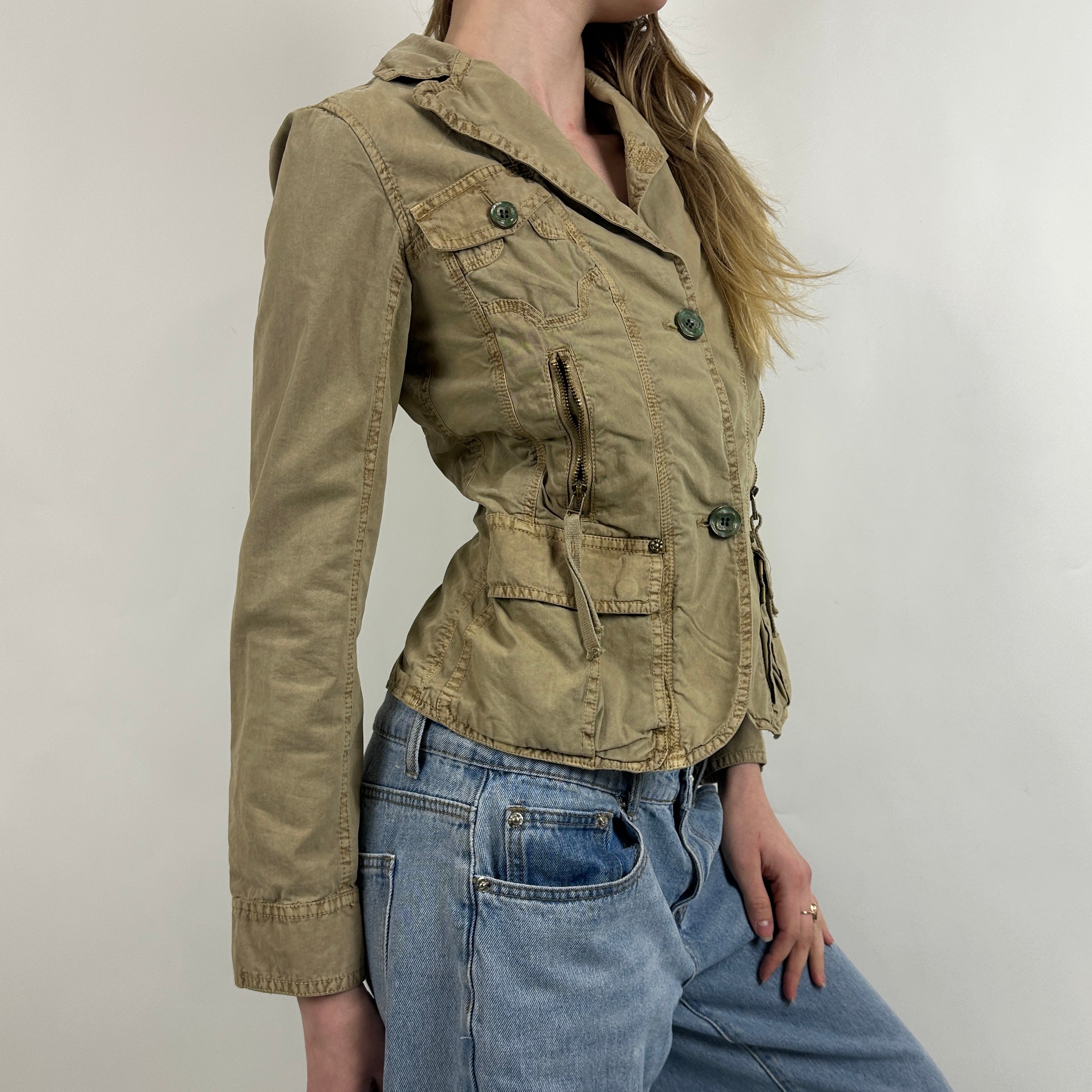 Vintage Khaki Military Jacket (S)