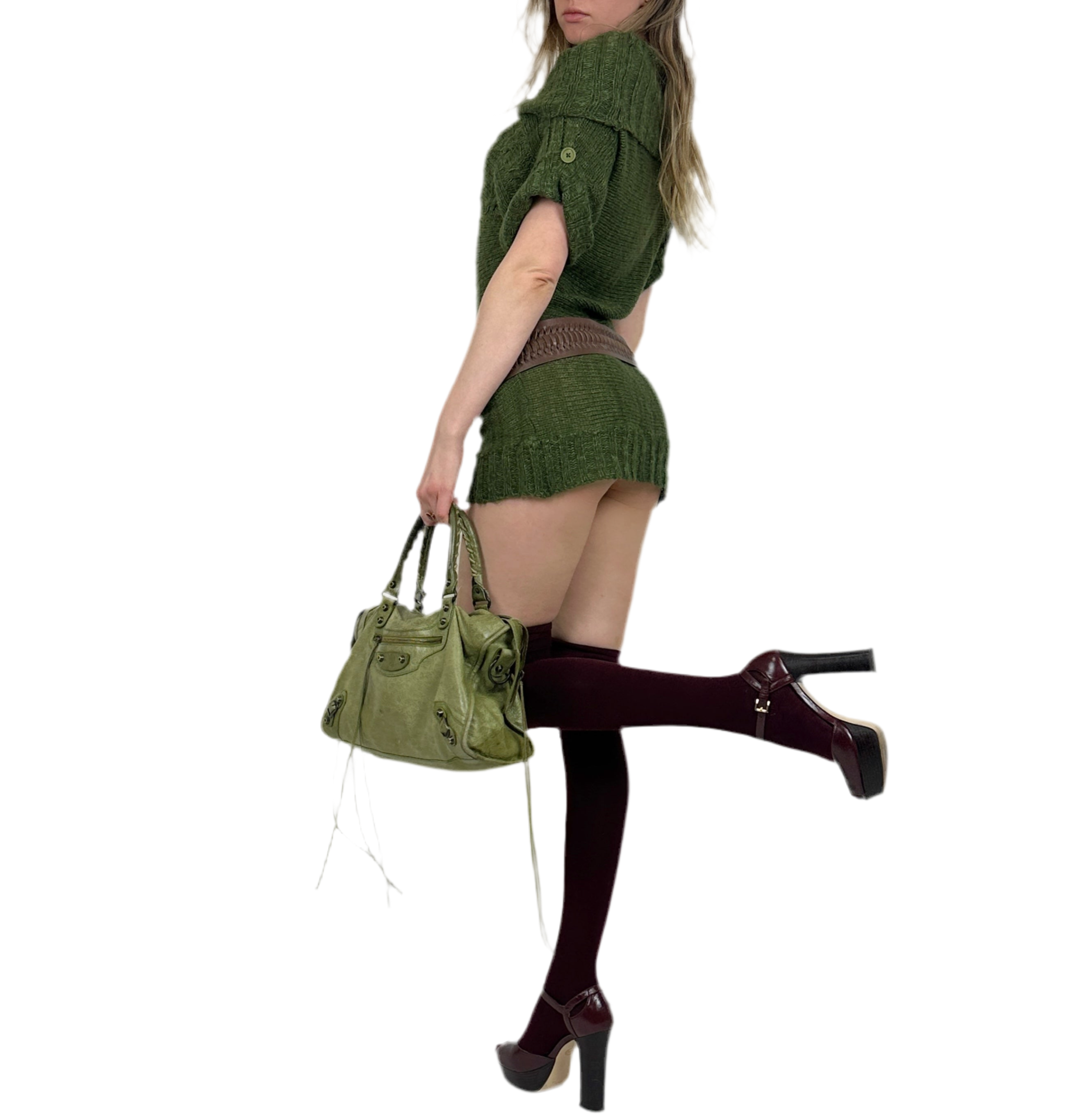 2000s Green Knit Mini Dress (M)