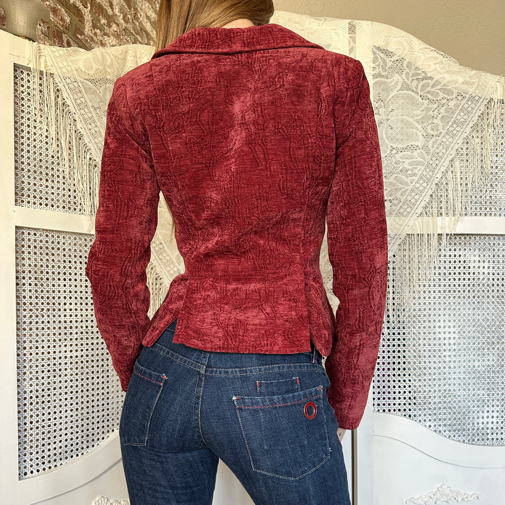 2000s Tweed Velvet Blazer (XS)