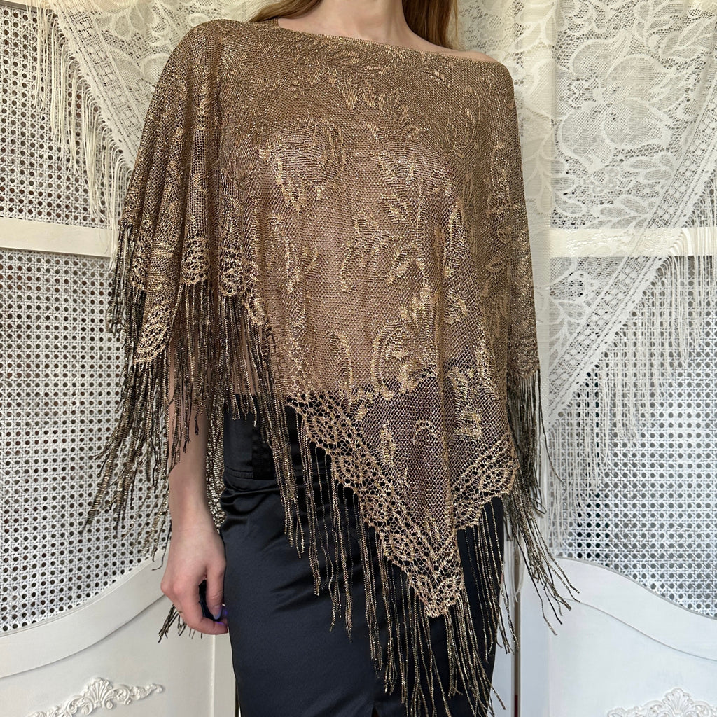 Vintage Gold Sheer Poncho (OS)