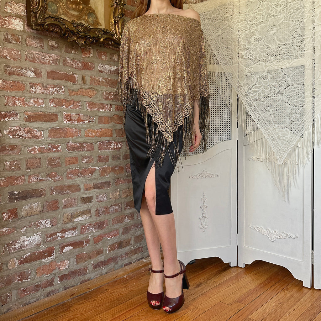 Vintage Gold Sheer Poncho (OS)