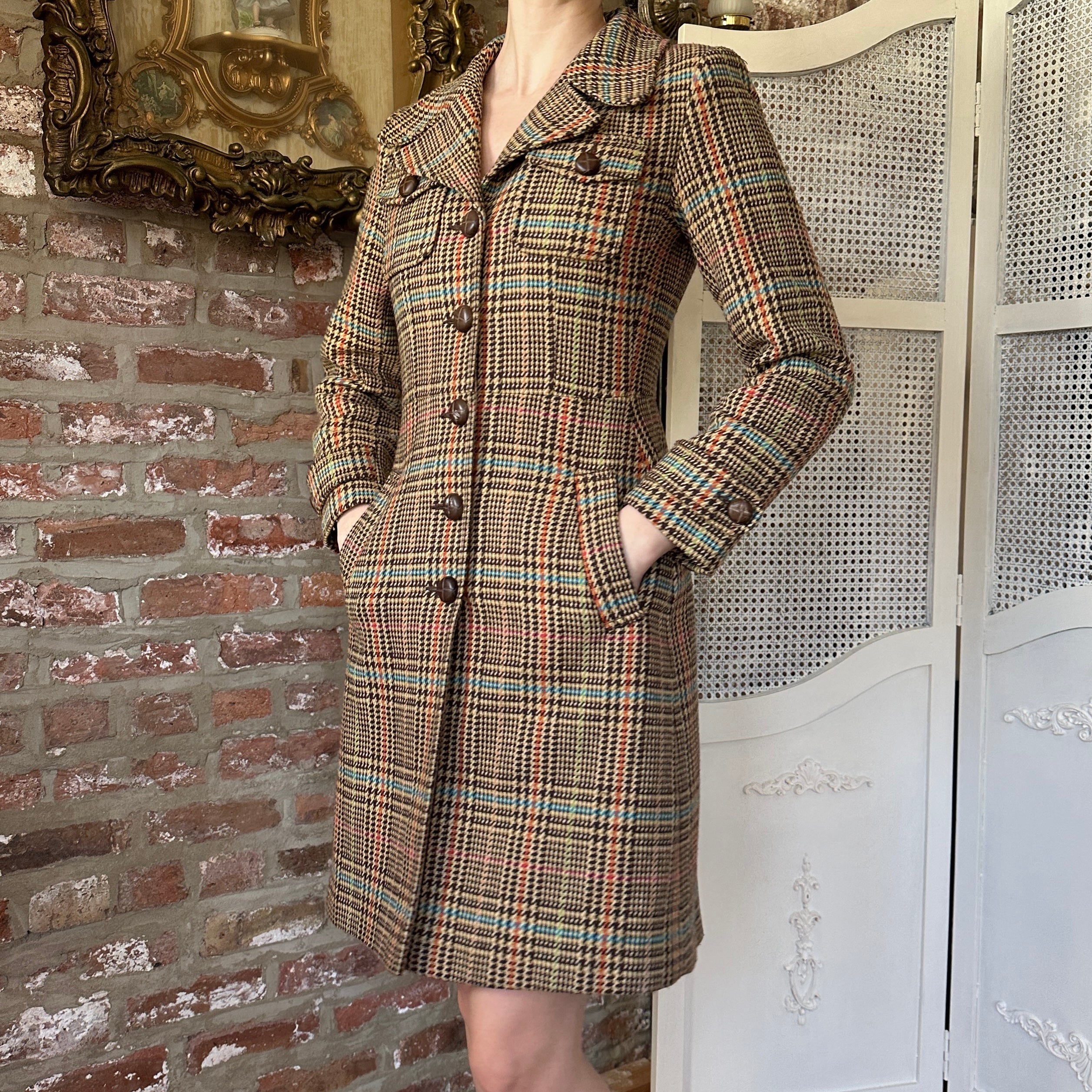 2000s Multicolor Plaid Coat (S)