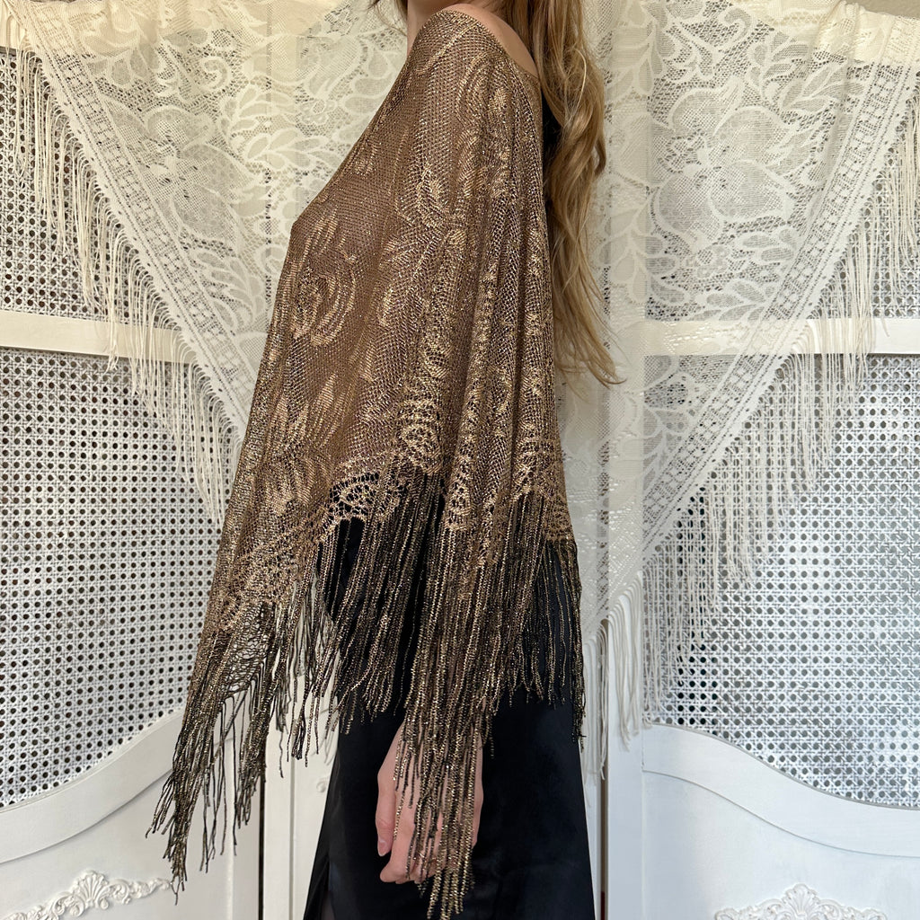 Vintage Gold Sheer Poncho (OS)