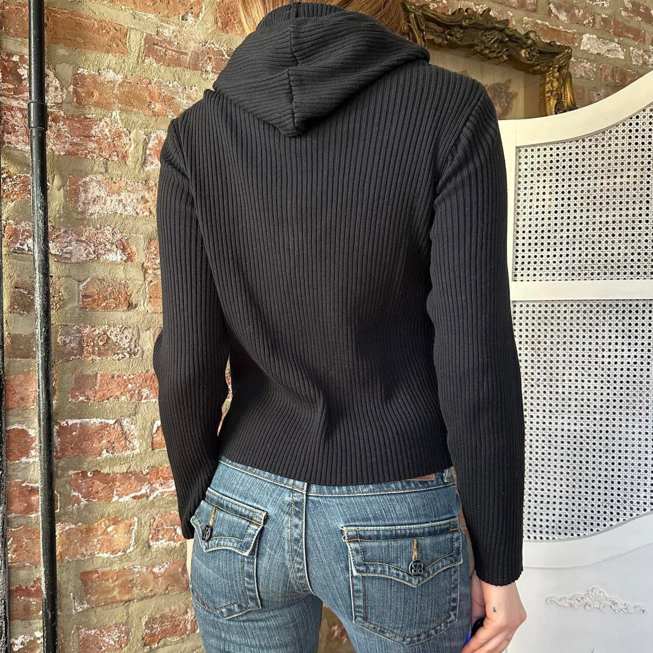 Vintage Black Leather Zip-Up Shacket (S)