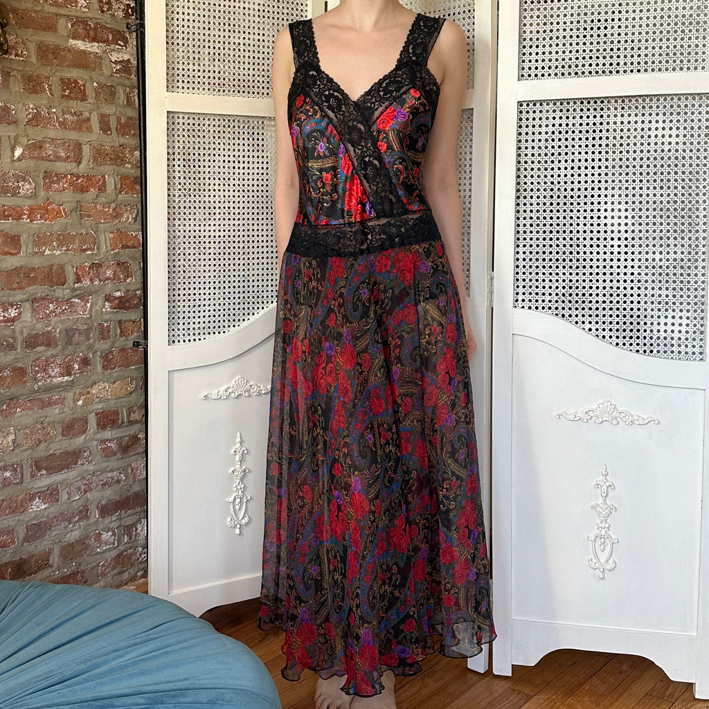 Vintage Victoria Secret Red Paisley Slip Dress (M)