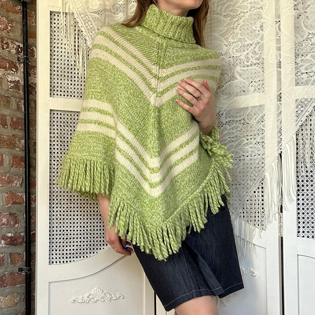 Vintage Green Wool Poncho (M)
