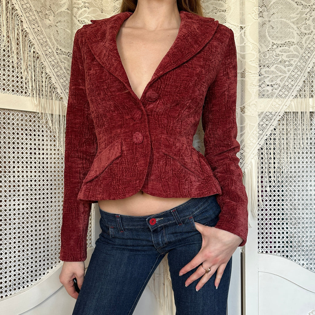 2000s Tweed Velvet Blazer (XS)