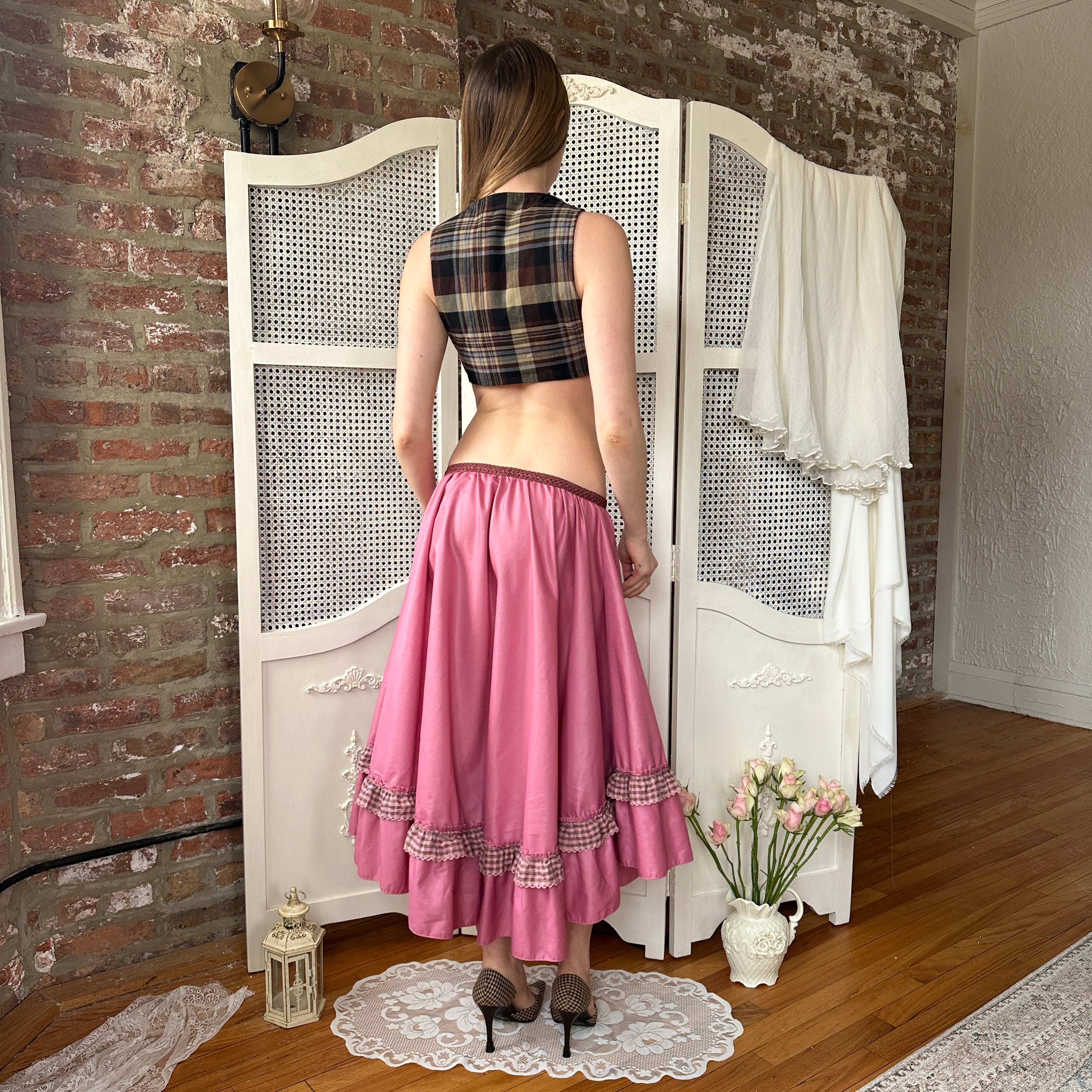 The Violet Pink Petticoat Style Midi Skirt (S)