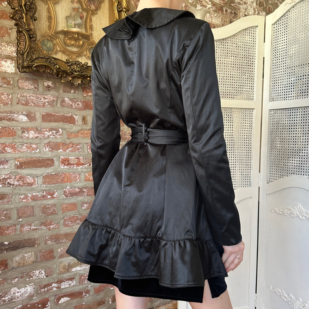 2000s Bebe Satin Ruffle Coat (S)