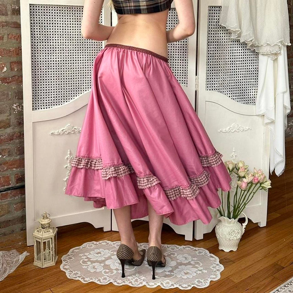 The Violet Pink Petticoat Style Midi Skirt (S)