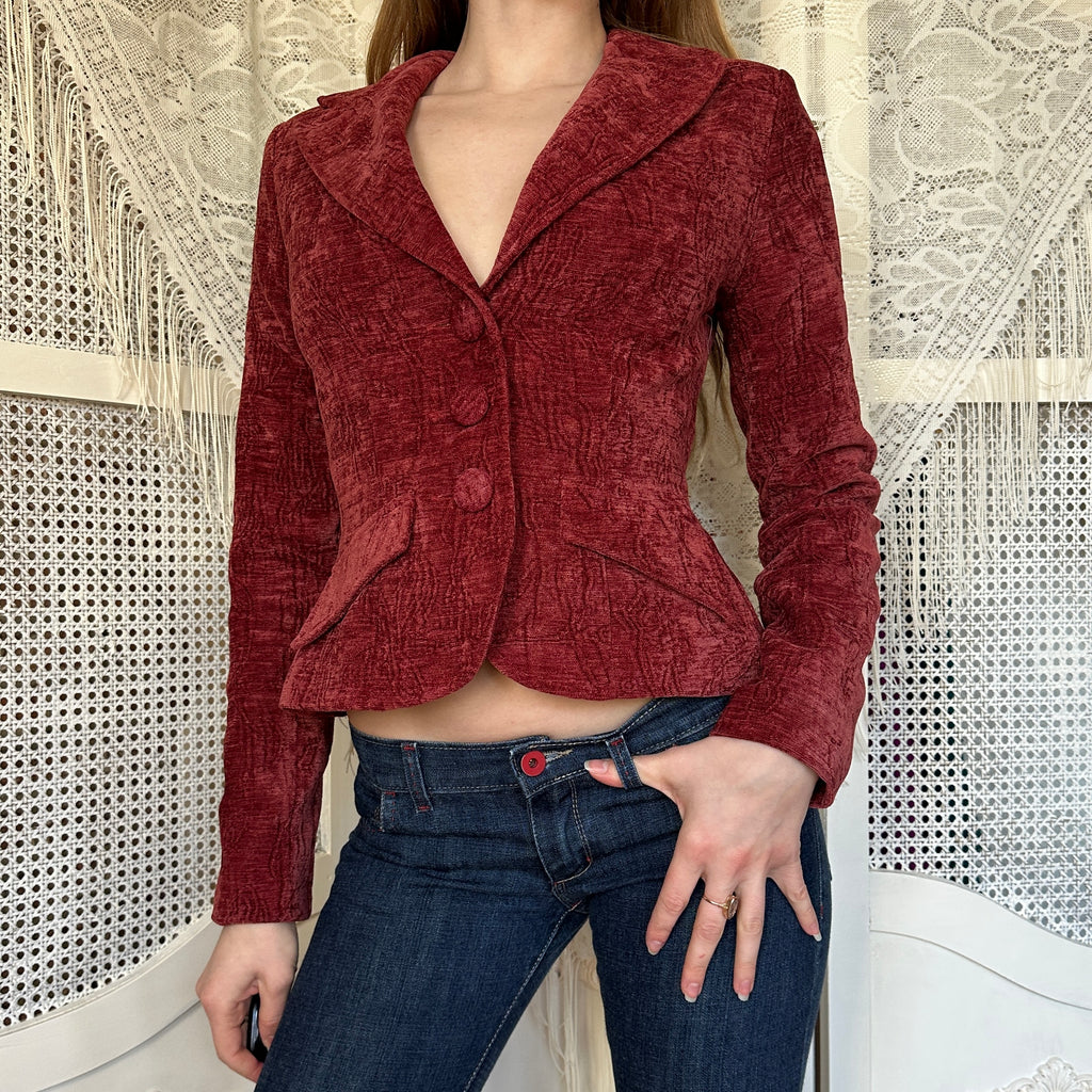 2000s Tweed Velvet Blazer (XS)