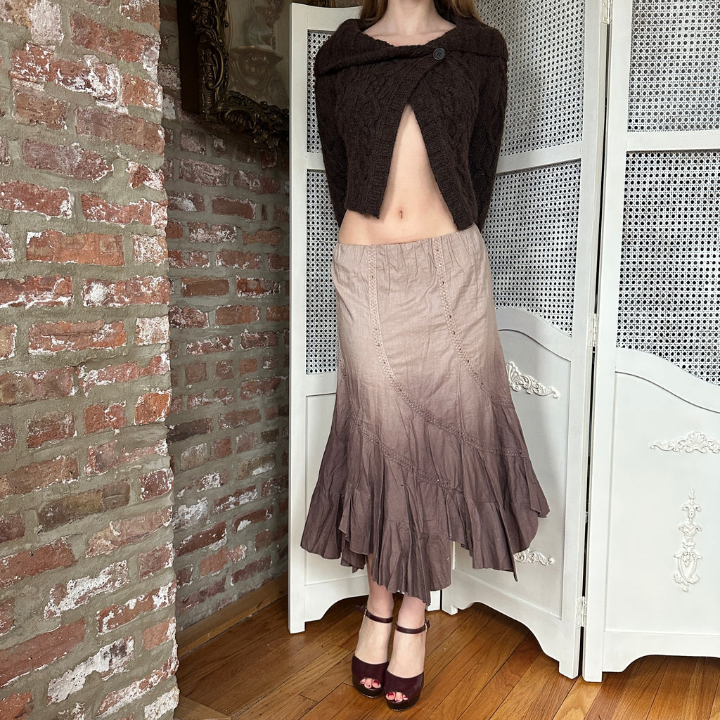 Vintage Ombré Boho Midi Skirt (XS/S)