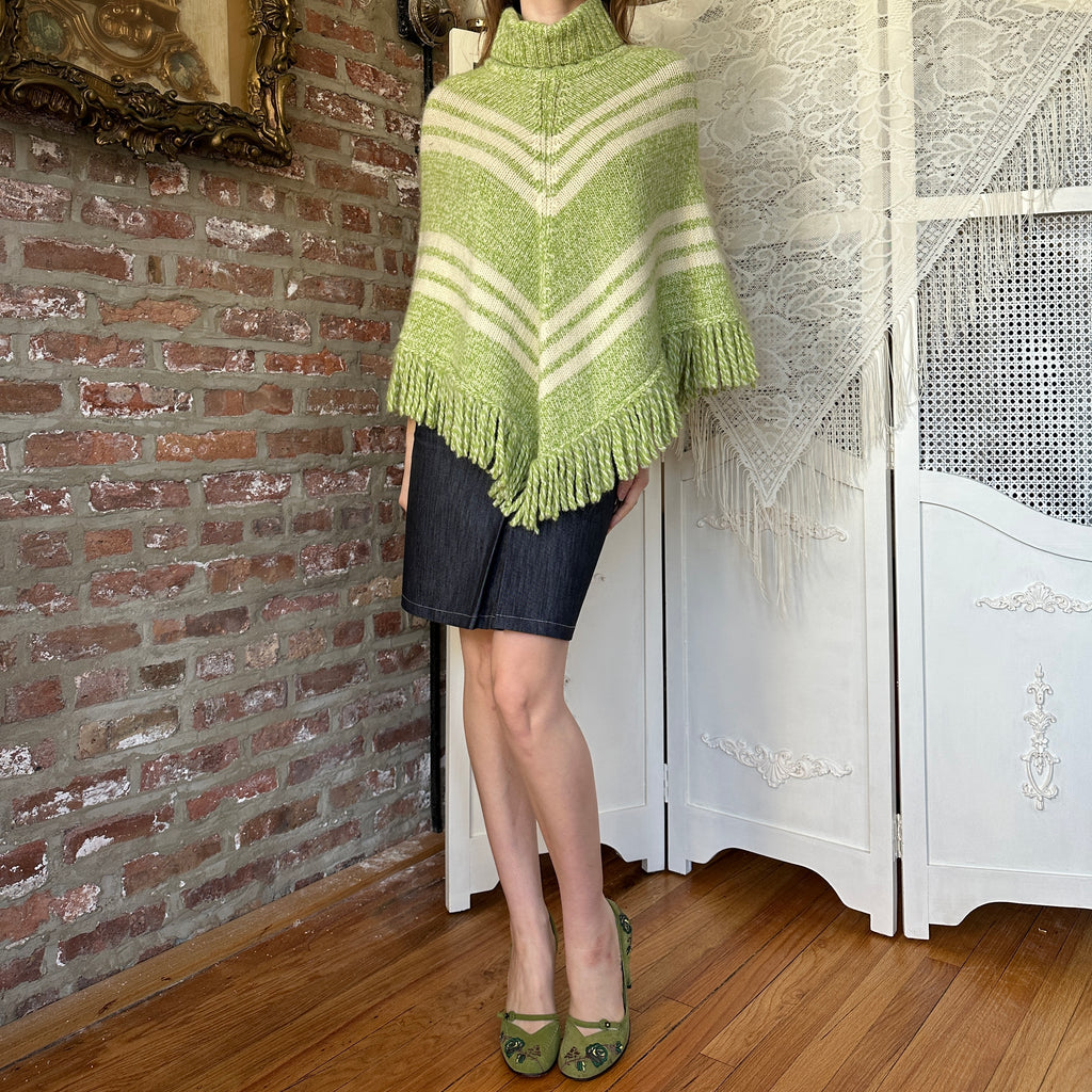 Vintage Green Wool Poncho (M)