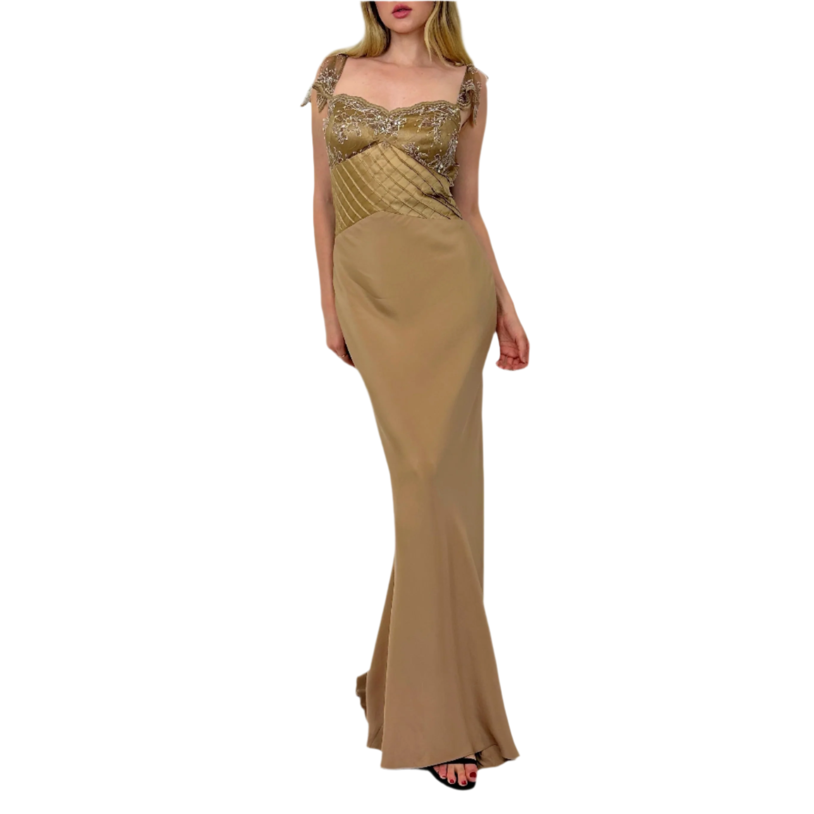 Vintage Gold Silk Gown (S/M)