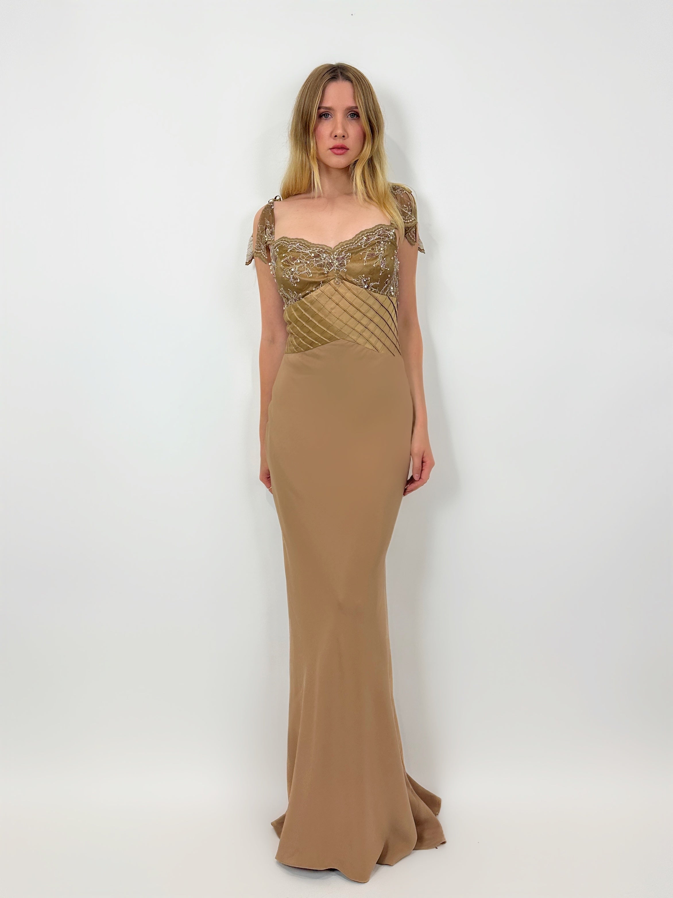 Vintage Gold Silk Gown (S/M)