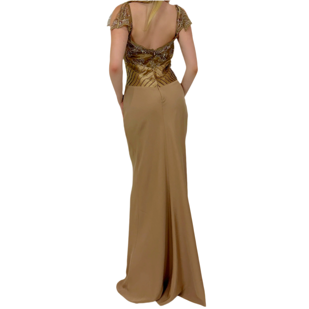 Vintage Gold Silk Gown (S/M)