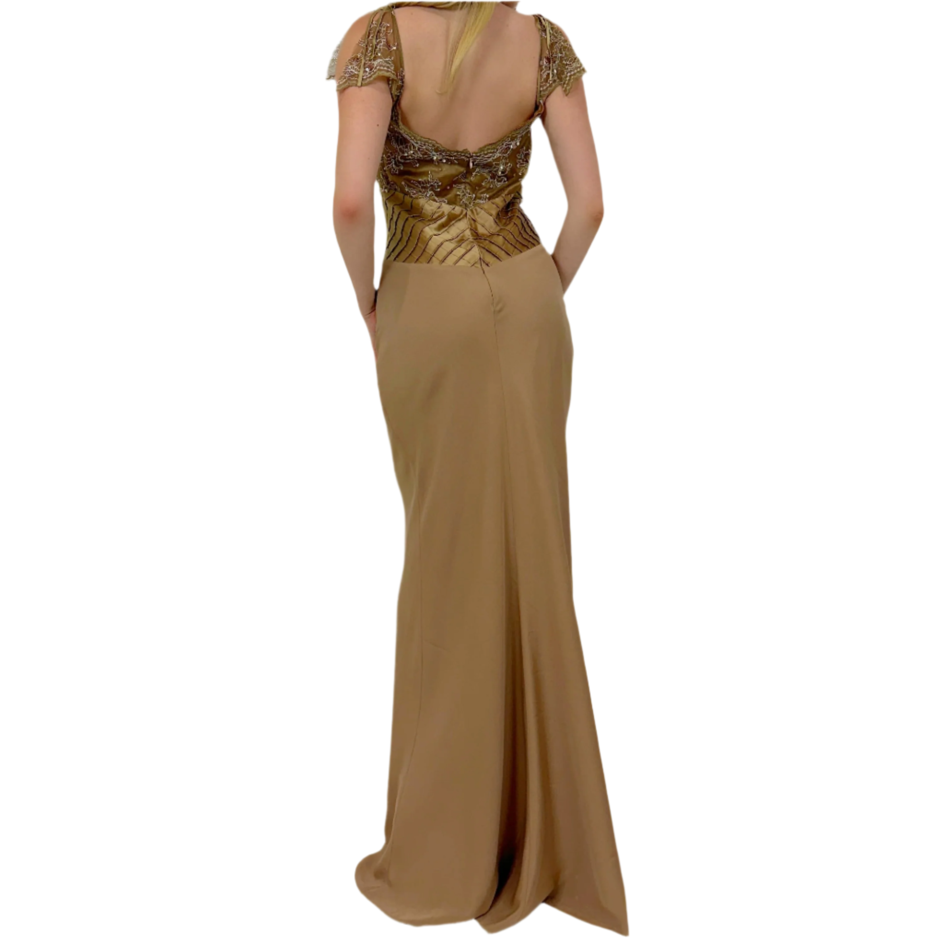 Vintage Gold Silk Gown (S/M)