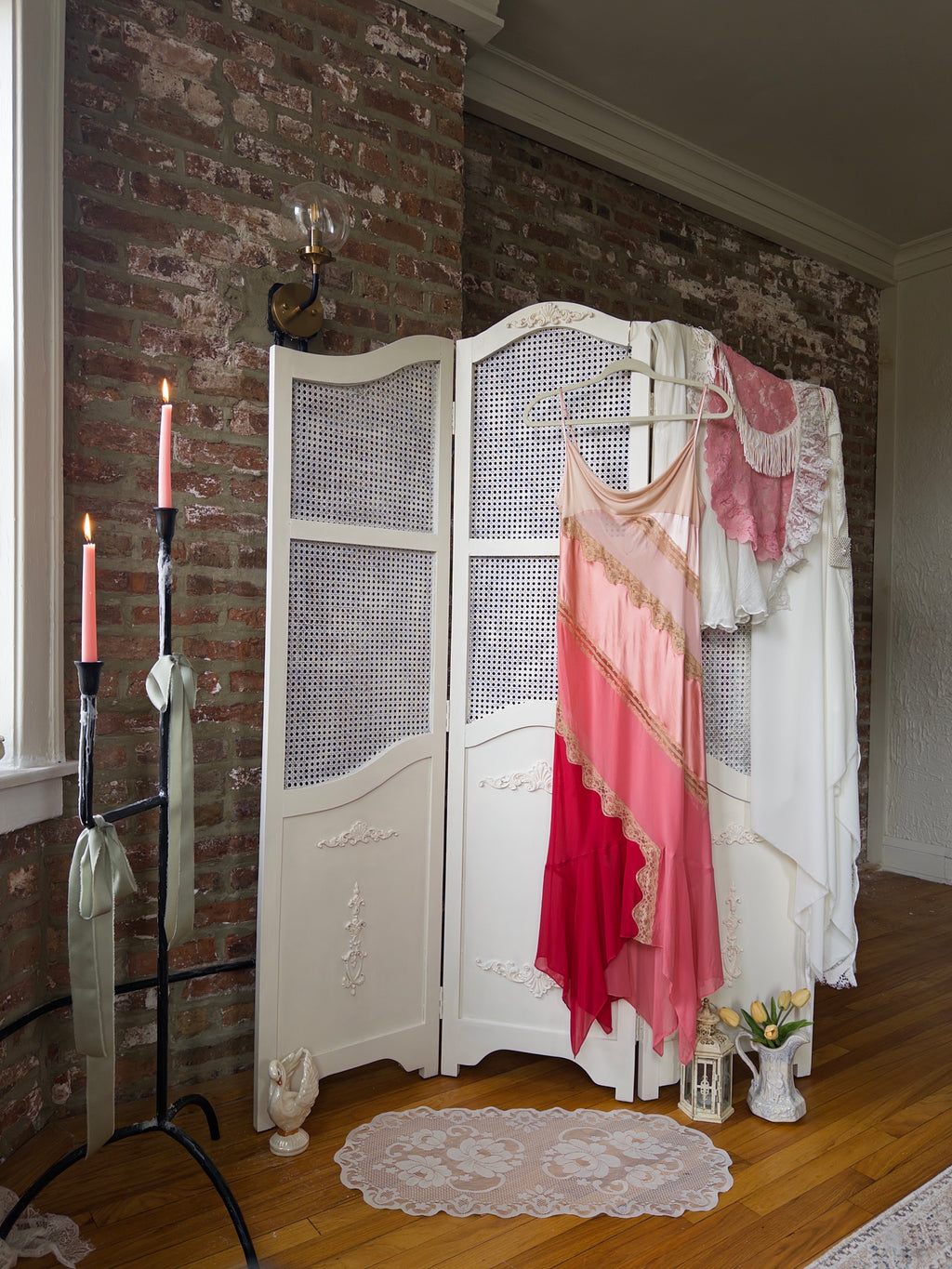 1998 Victora's Secret Pink Tiered Silk Slip Dress