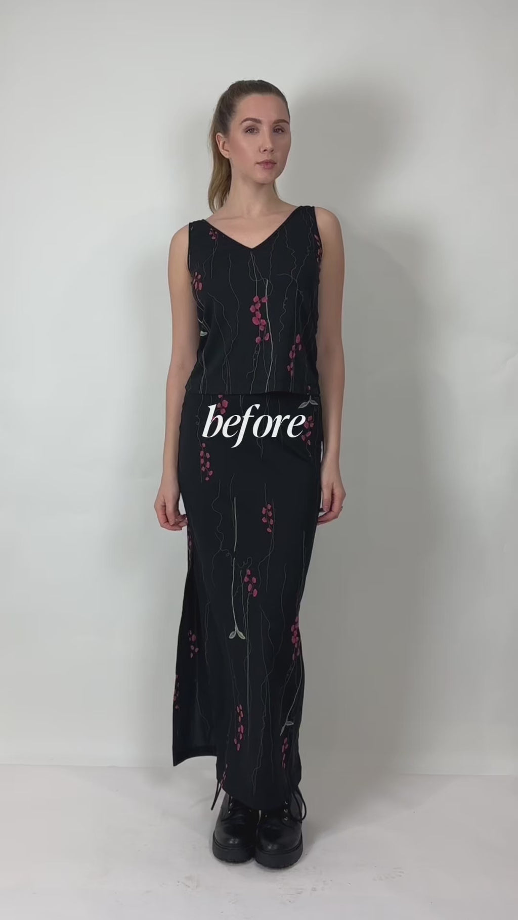 1998 Lace Up Maxi Skirt Set